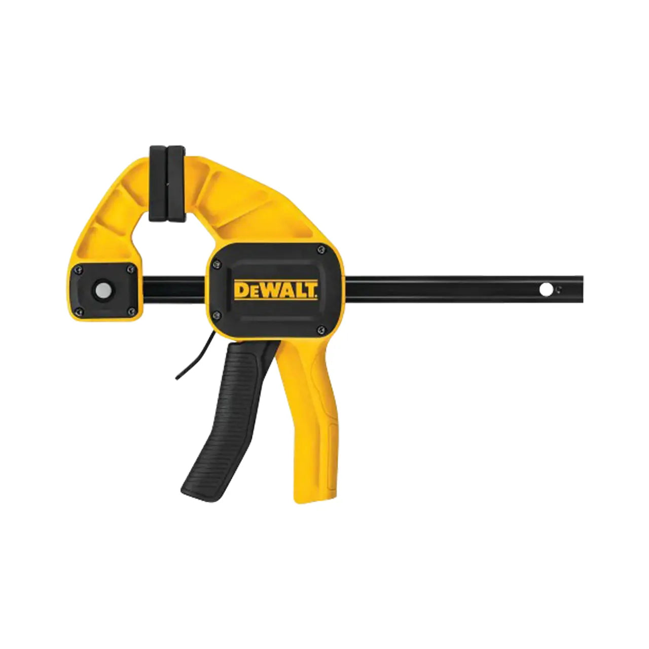 A Go Build 6 in. 300 lbs. Trigger Clamp with 3-1/4 in. throat depth, designed for woodworking and construction, is shown on a white background. Brand: The Fastest Way To Build.